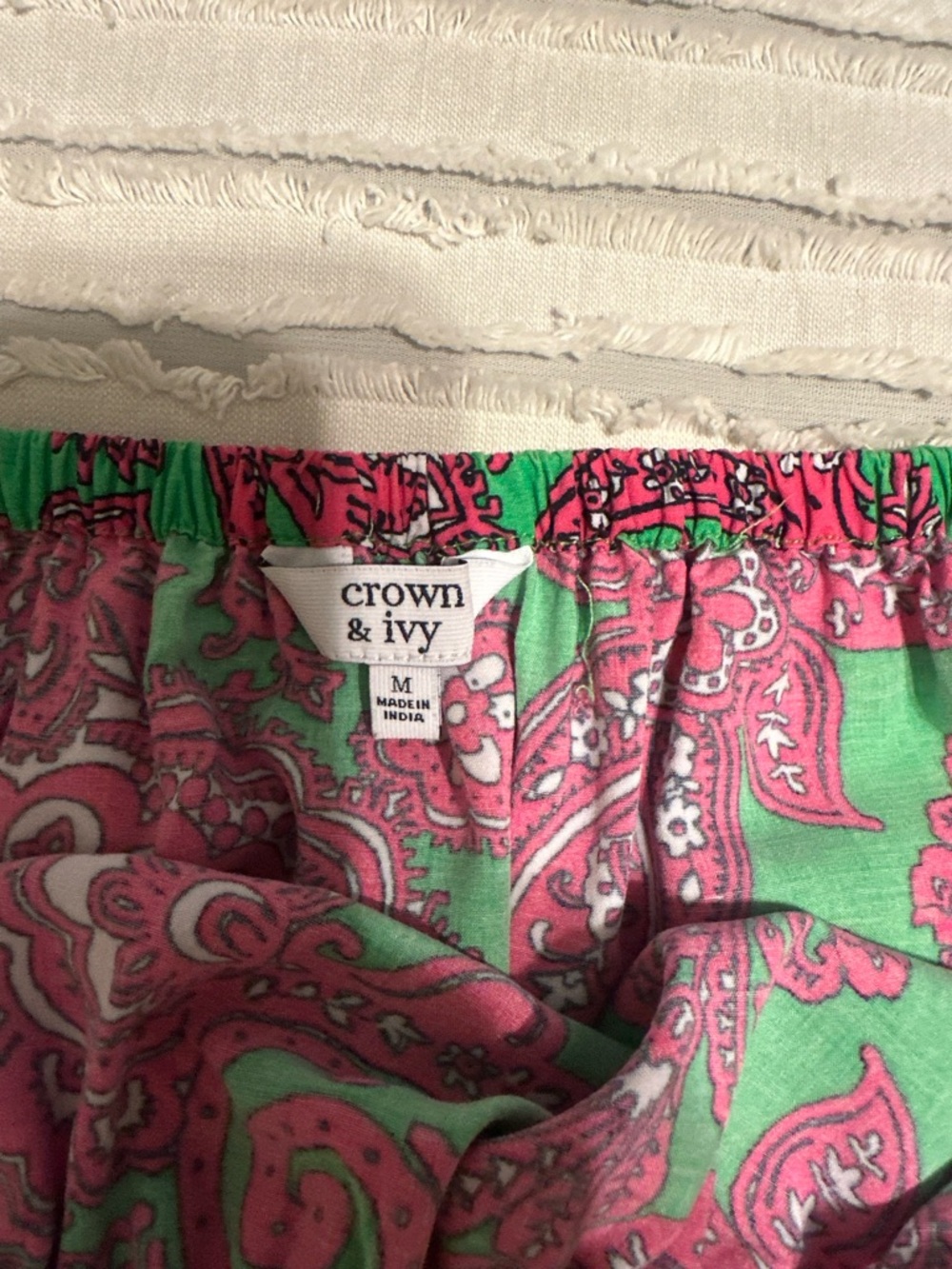 crown & ivy Green and Pink Paisley Off-Shoulder Blouse - Picture 5 of 10